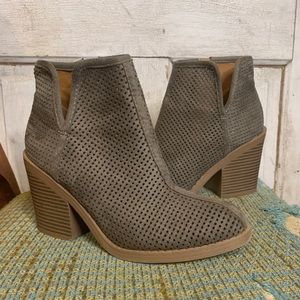 Faux suede mesh booties